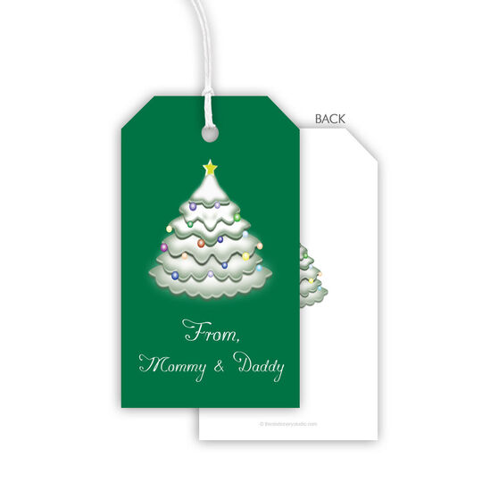 Decorated Christmas Tree Hanging Gift Tags